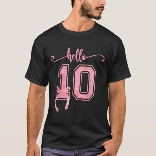 Hello Ten Double Digits Niedlich Coquette Bow 10. T-Shirt (Vorderseite)