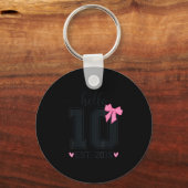 Hello Ten Est 2016 10th Birthday Coquette Bow 10 Y Schlüsselanhänger (Vorderseite)