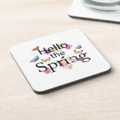 Hello The Spring Blume Getränkeuntersetzer (Linke Seite)