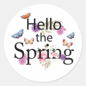 Hello The Spring Blume Runder Aufkleber (Vorderseite)