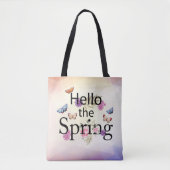 Hello The Spring Blume Tote Bag Tasche (Vorderseite)