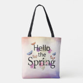 Hello The Spring Blume Tote Bag Tasche (Rückseite)