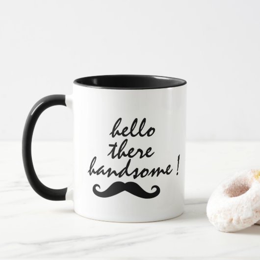 Hello There Handsome" Funny Pick-up Line Tasse (Mit Donut)