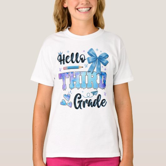Hello Third Grade First Day of School Coquette T-Shirt (Vorderseite)