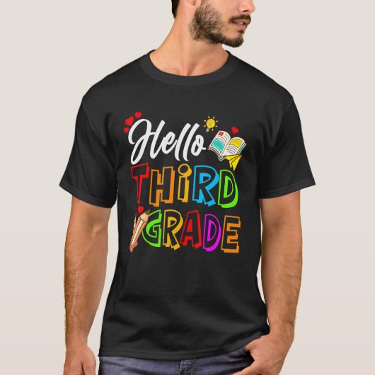 Hello Third Grade  Fun 3rd Grade Back To School T-Shirt (Vorderseite)