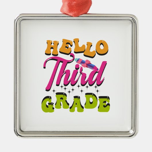Hello Third Grade Ornament Aus Metall (Vorne)