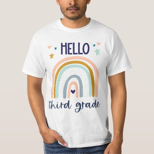 Hello Third Grade Retro Rainbow Heart for 3rd Teah T-Shirt (Vorderseite)