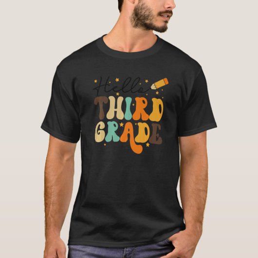 HELLO THIRD GRADE TEACHER KIDS BACK TO SCHOOL RETR T-Shirt (Vorderseite)