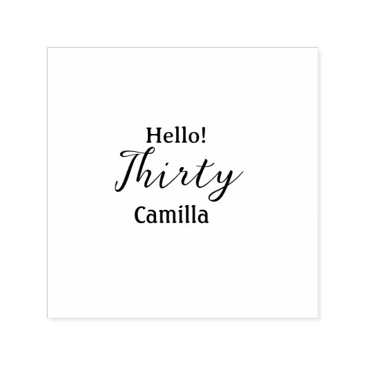 Hello thirty birthday name simple minimal elegant permastempel (Design)