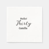 Hello thirty birthday name simple minimal elegant  serviette (Vorderseite)