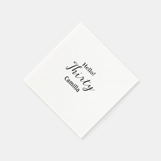 Hello thirty birthday name simple minimal elegant  serviette (Ecke)