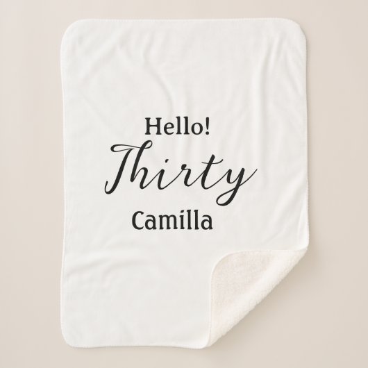 Hello thirty birthday name simple minimal elegant sherpadecke (Vorderseite)