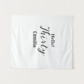 Hello thirty birthday name simple minimal elegant wandteppich (Vorderseite (Horizontal))