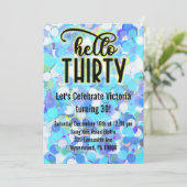 Hello Thirty - Blue Einladung (Stehend Vorderseite)