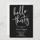 Hello Thirty Minimal Elegant 30. Geburtstag Party Einladung (Vorderseite)