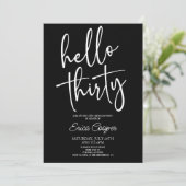 Hello Thirty Minimal Elegant 30. Geburtstag Party Einladung (Stehend Vorderseite)