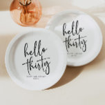 Hello Thirty Minimalistisch 30. Geburtstag Party Pappteller<br><div class="desc">Dies sind Hello Thirty Minimal Minimalistisch Schwarz-weiße 30. Geburtstag Party Paper Teller!</div>