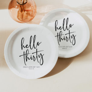 Hello Thirty Minimalistisch 30. Geburtstag Party Pappteller