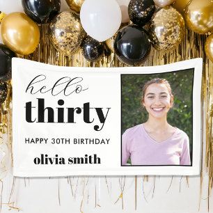 Hello Thirty Modern 30. Geburtstag Foto Banner