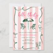 Hello Thirty | Modern Pink Script 30. Einladung (Vorderseite)