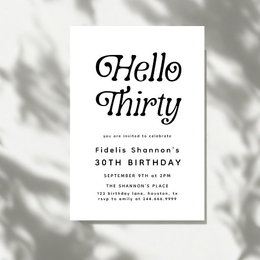 Hello Thirty Modern Retro 30. Geburtstag Einladung