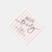 Hello Thirty Modern Script Simple 30th Birthday Serviette (Ecke)