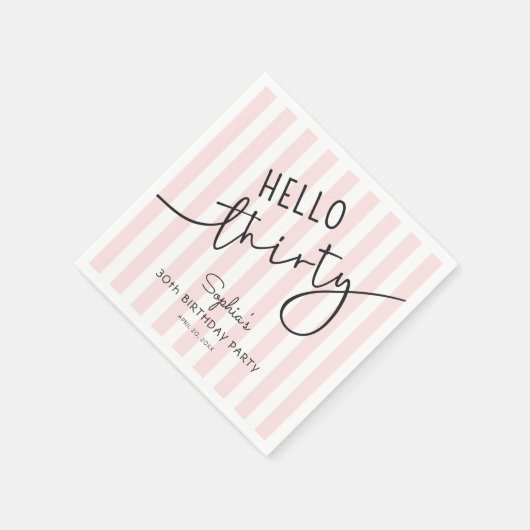 Hello Thirty Modern Script Simple 30th Birthday Serviette (Ecke)