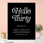 Hello Thirty Retro 30. Geburtstag Begrüßungszeiche Acrylschild (Hochzeit)