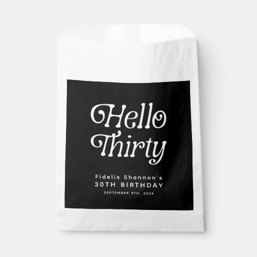 Hello Thirty Retro 30. Geburtstag Geschenktütchen (Vorderseite)