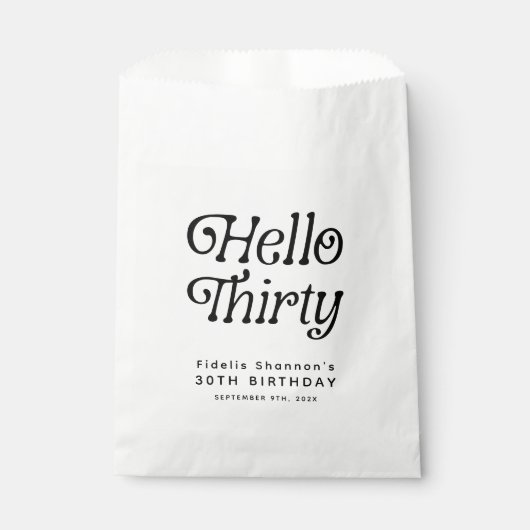 Hello Thirty Retro 30. Geburtstag Geschenktütchen (Vorderseite)