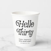 Hello Thirty Retro 30. Geburtstag Pappbecher (Vorderseite)