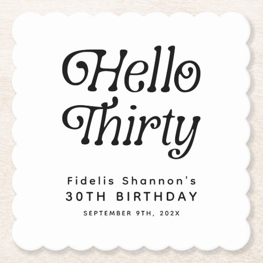 Hello Thirty Retro 30. Geburtstag Untersetzer (Vorderseite)
