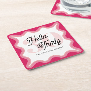 Hello Thirty Wavy Groovy 30. Geburtstag Rechteckiger Pappuntersetzer