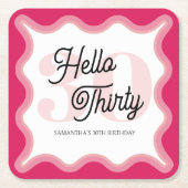 Hello Thirty Wavy Groovy 30. Geburtstag Rechteckiger Pappuntersetzer (Vorderseite)