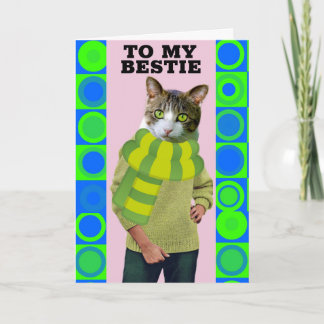 HELLO TO BEST FRIEND FUNNY CAT GREETING CARD KARTE
