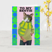 HELLO TO BEST FRIEND FUNNY CAT GREETING CARD KARTE (Gelbe Blume)