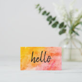 Hello Trendy Handwriting Watercolor Visitenkarte (Stehend Vorderseite)