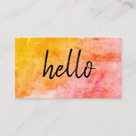 Hello Trendy Handwriting Watercolor Visitenkarte (Vorderseite)