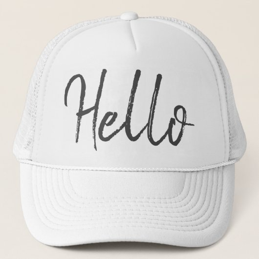 Hello Trendy White Baseball Hat Truckerkappe (Vorderseite)
