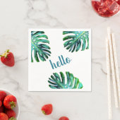 Hello Tropical Leaf Greenery Trendy Typografie Serviette (Beispiel)