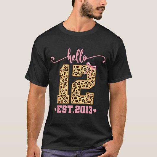 Hello Twelve Est 2013 12th Birthday Coquette Bow L T-Shirt (Vorderseite)