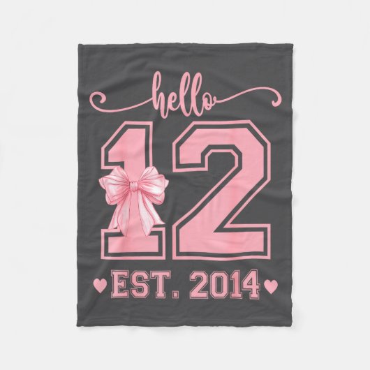 Hello Twelve Est 2014 12th Birthday Coquette 12 Ye Fleecedecke (Vorderseite)