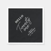 Hello Twenty one | Black 21st Birthday Party Serviette (Vorderseite)