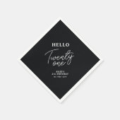 Hello Twenty one | Black 21st Birthday Party Serviette (Ecke)