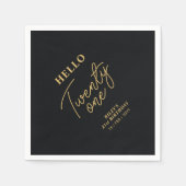 Hello Twenty one Black & Gold 21st Birthday Party Serviette (Vorderseite)