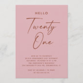 Hello Twenty One | Dusty Rose Pink 21st Birthday Einladung (Vorderseite)