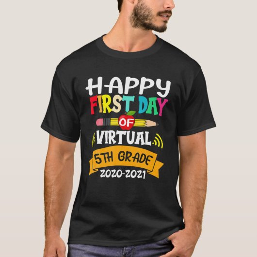 Hello Virtual 5th Grade Squad Funny School T-Shirt (Vorderseite)