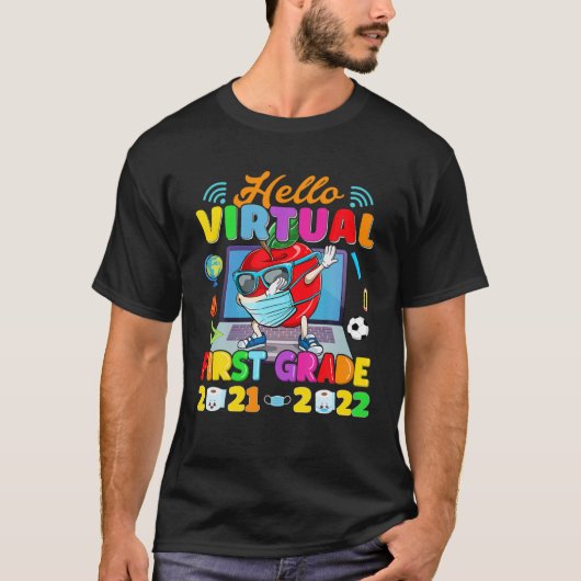 Hello Virtual First Grade 2021-2022 Apple Back to T-Shirt (Vorderseite)