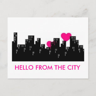 HELLO VON DER STADT POSTCARD POSTKARTE
