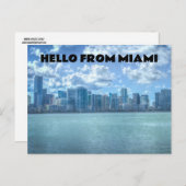 HELLO VON MIAMI FLORIDA SKYLINE POSTCARDS POSTKARTE (Vorne/Hinten)